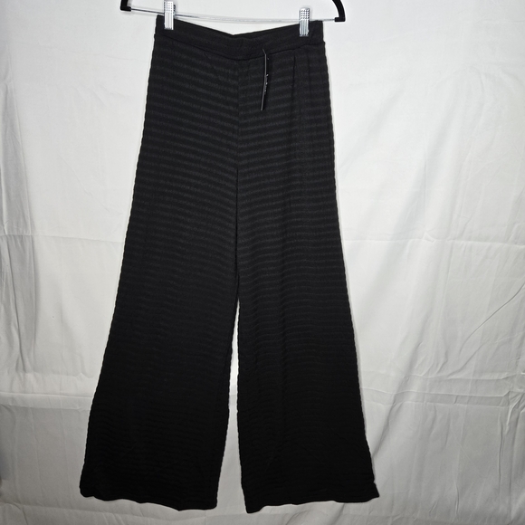 Lulus Pants - Lulu's Black Heavy Weight Drawstring Wide Leg Soft Boutique Pants Cozy Casual